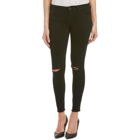 Dl1961 Margaux Instasculpt Ankle Skinny Jeans Rattlesnake Black Ripped size 26 - Picture 1 of 16